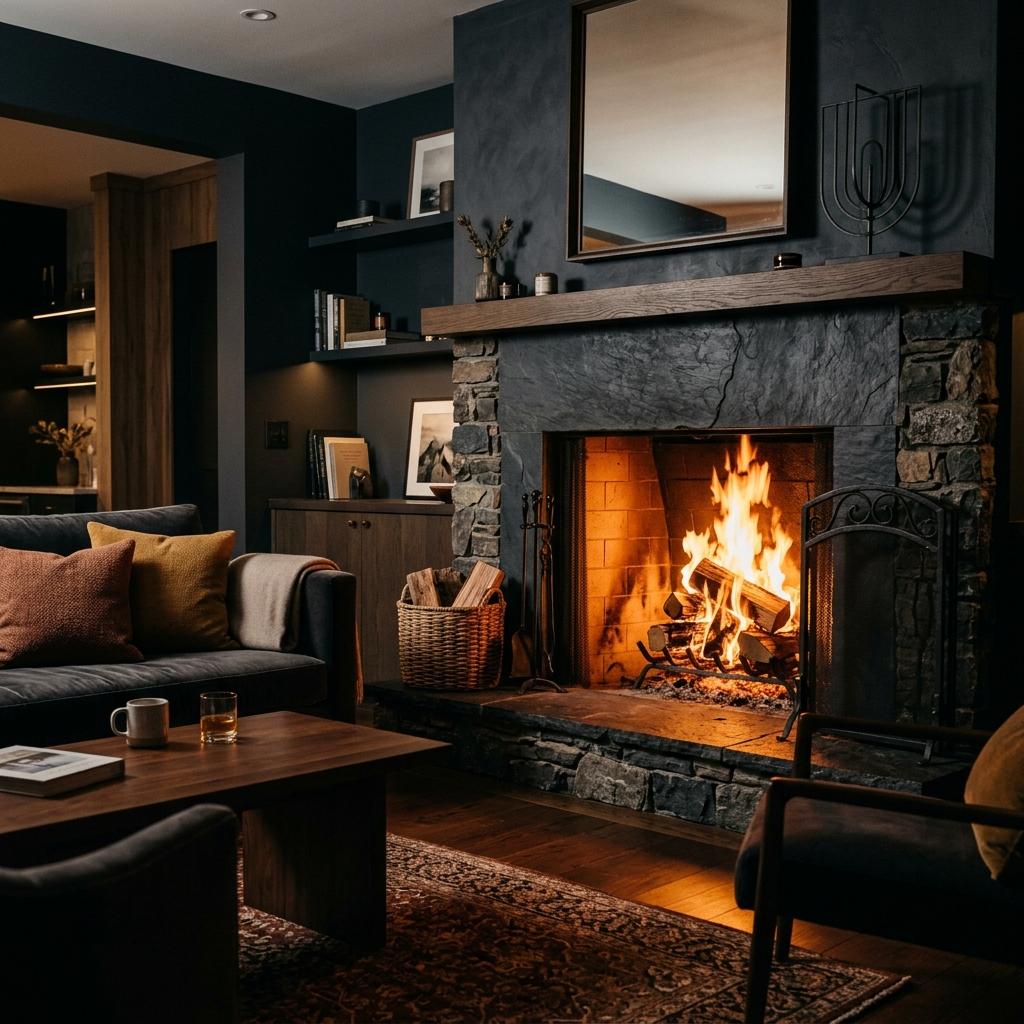 Luxury fireplace cozy ambient glow